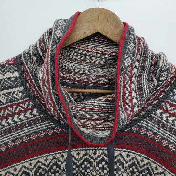 Eddie Bauer Womens Nordic Wool Cowl Neck Pullover Sweater Size XL Gray Red - Picture 10 of 14